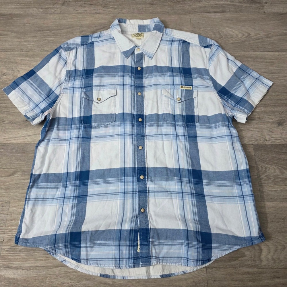 Lucky Brand Western Shirt Plaid Short Sleeve‎ Button Up Casual XXL
